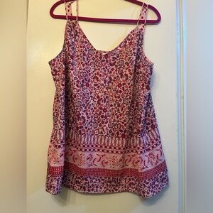 Pink paisley boho top bohemian top size Large